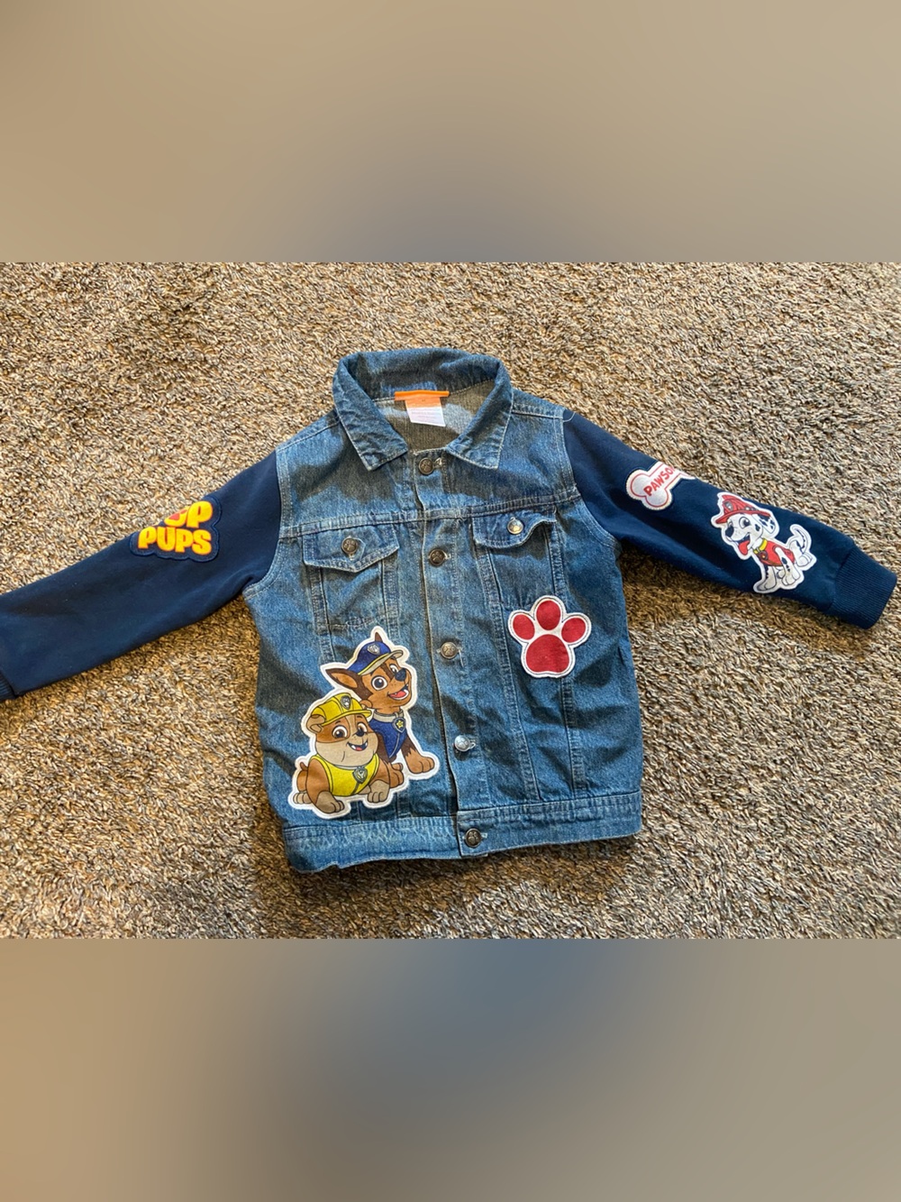 Nickelodeon Paw Patrol Denim Jacket with Navy Sleeves and Red Paw Patch